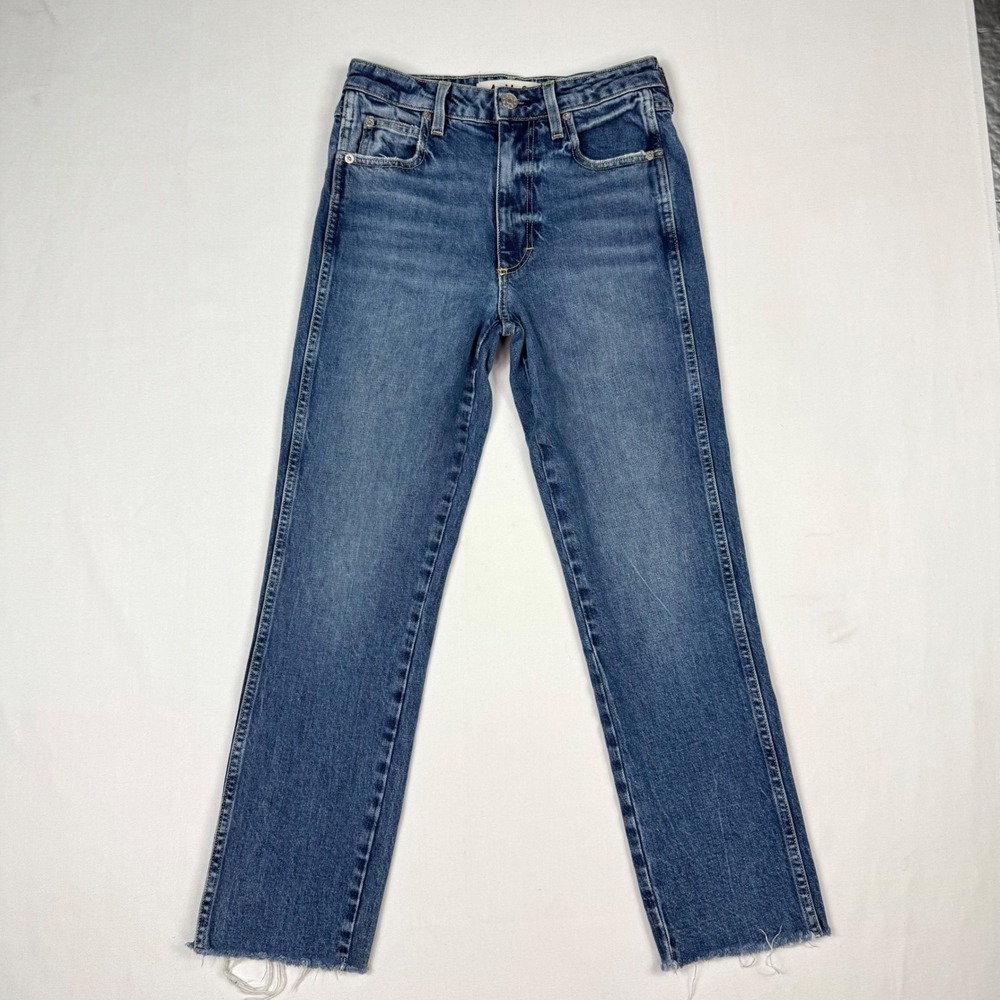 AMO Denim Chloe Crop Jeans Kismet Size 26 High Rise Straight Raw Hem
